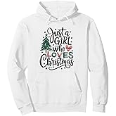 Just a Girl Who Loves Christmas Funny Matching Xmas Tree Pullover Hoodie