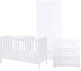 Tutti Bambini Rio 3-Piece Nursery Set White - 2-in-1 Cot Bed, Dresser & Wardrobe view 2