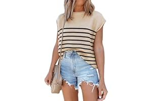 DISAMER Cap Sleeve Knit Sweater Tops Sleeveless Vest Summer Tops 2024 Clothes Oversized Tank Tops Trendy T Shirts