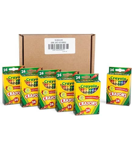 Crayons De Couleur Crayola - Boîte De 24 Couleurs - 6 Paquets, Non Toxiques - Pour Enfants, école, Dessin