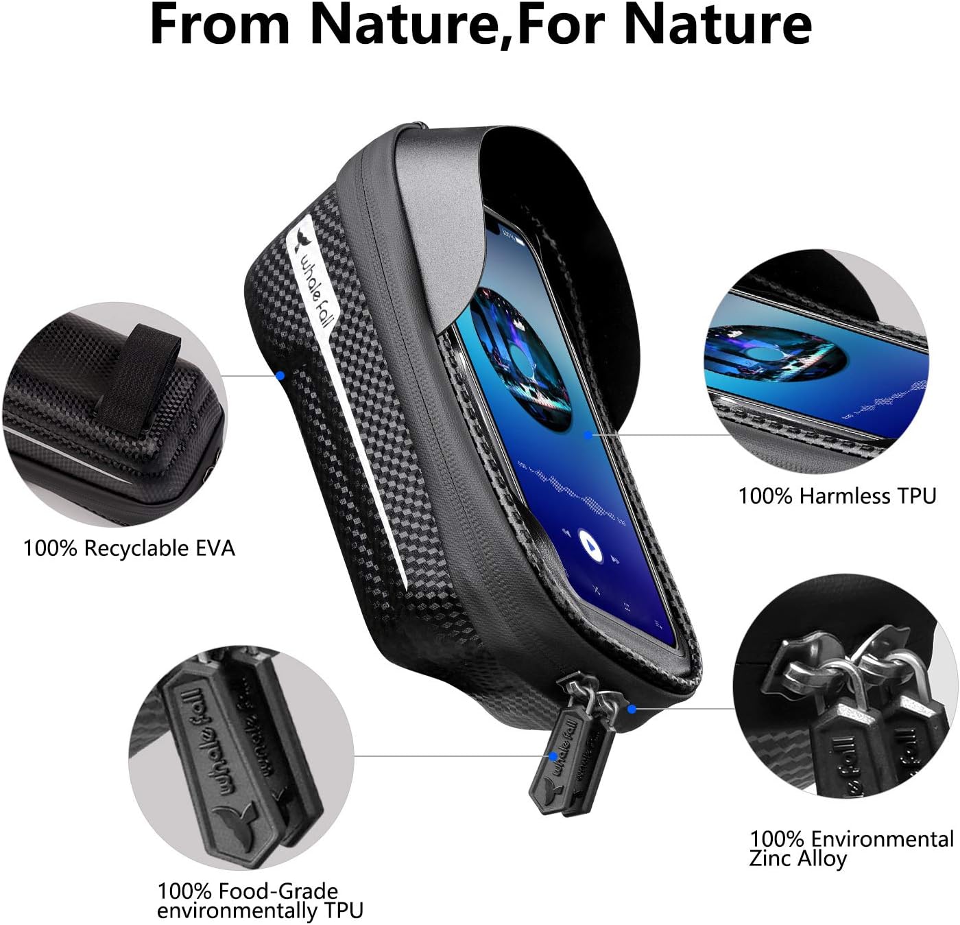 whale fall Bike Phone Holder Waterproof, Hard Casing Bike Bag, Bicycle Frame Bag with Touchscreen - Image 3