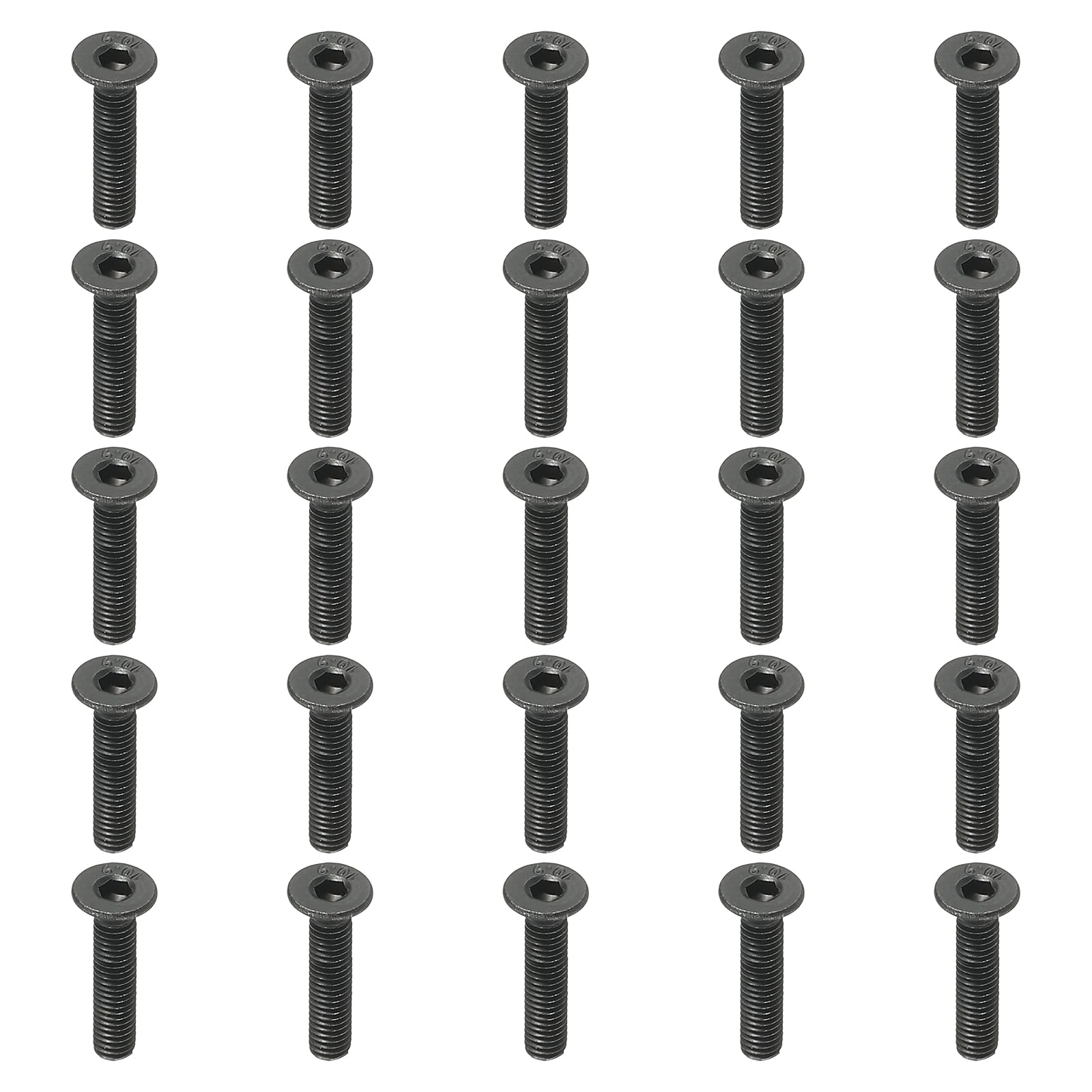 PATIKIL M3 x 16 mm Flat Head Socket Cap Screws, 100 Pack Flat Countersunk Bolts Medium Carbon Steel Hex Socket Drive Machine Screws Full Thread Black Oxide Grade 10.9