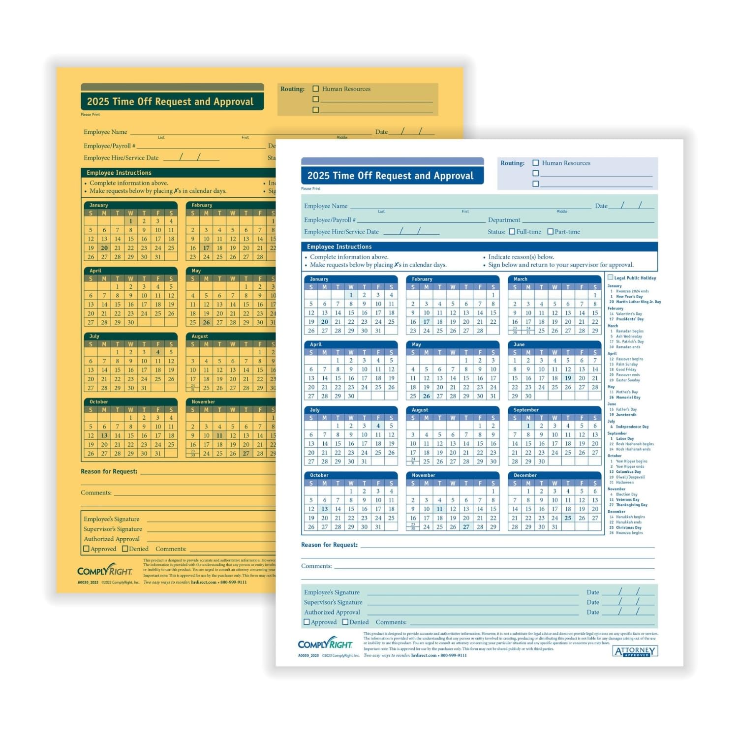 Mua ComplyRight 2025 Time Off Request and Approval Form, 2-Part, Pack ...