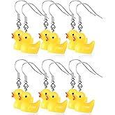 Yinkin 6 Pairs Rubber Duck Earrings Cute Ducky Earrings for Women Jewelry Gift Resin Dangle Drop Earring Cruise Earring