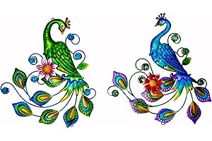 J-Fly Metal Peacock Wall Decor Tropical Outdoor Wall Decor Peacock Outdoor Metal Wall Art Metal Bird Wall Decor Outdoor Decor Patio Wall Fence Garden Home Kitchen Decor 11 Inch