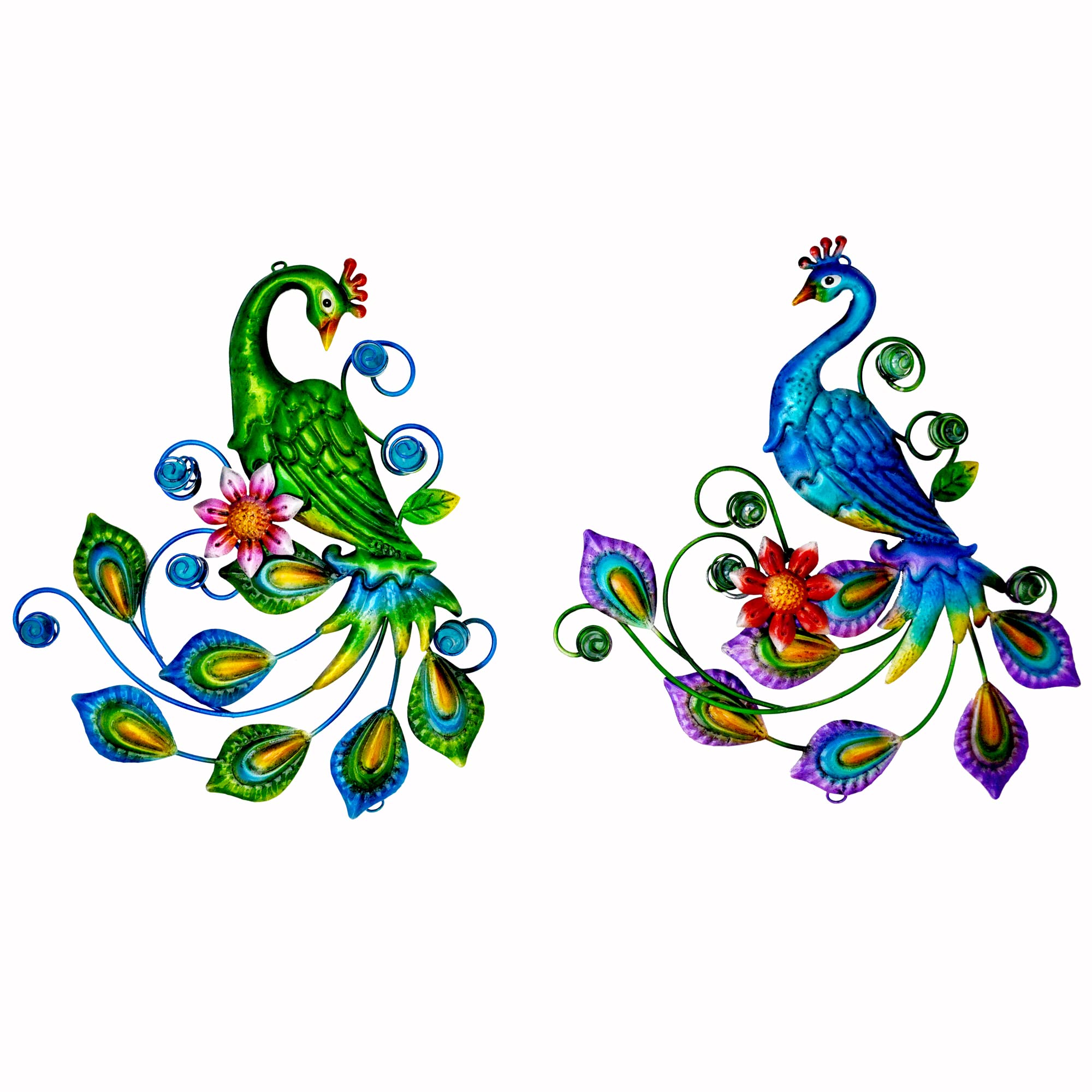 J-Fly Metal Peacock Wall Art - Tropical Outdoor Metal Bird Wall Decor - 11 Inch — image 1