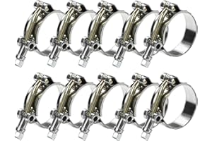 PEROMI 10Pack T Bolt Hose Clamp 40-46mm for 1.25" Hose ID, Stainless Steel Radiator Heavy Duty Hose Clamp Intake Clamp