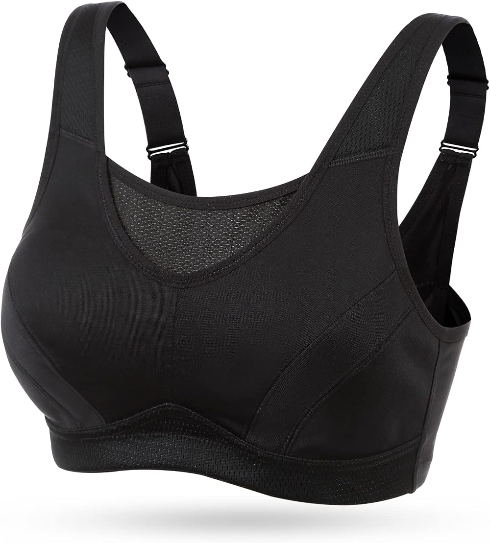 WingsLove Women’s High Impact Sports Bra Full Coverage Wirefree Black