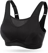 WingsLove Women’s High Impact Sports Bra Full Coverage Wirefree Black