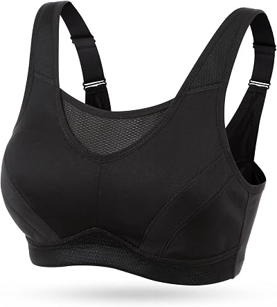 WingsLove Women High Impact Sports Bra Full Coverage Wirefree Black