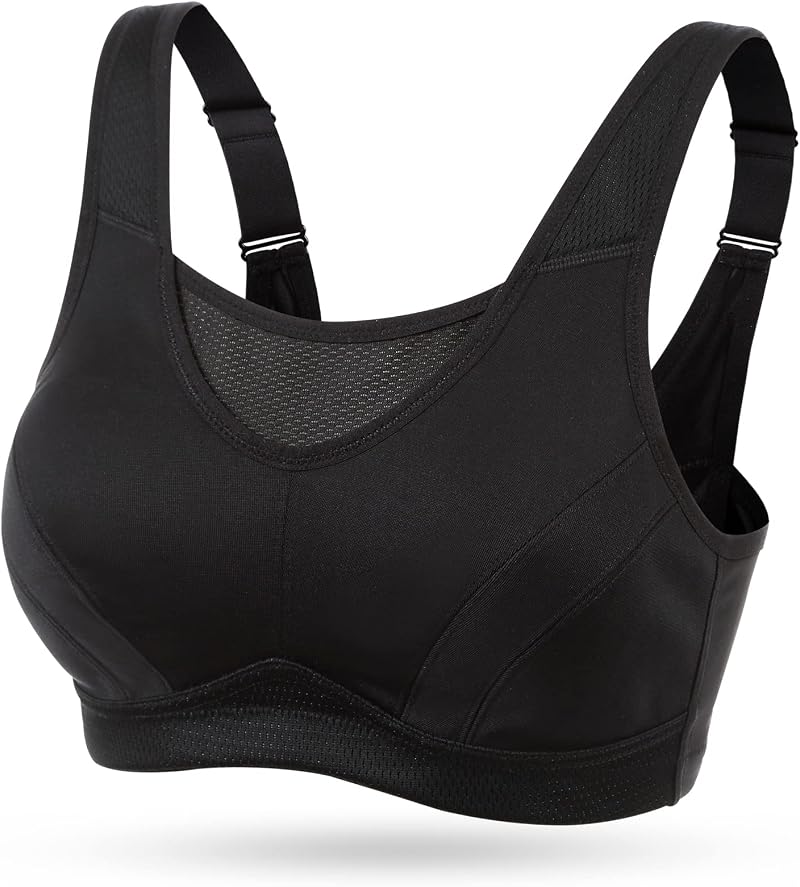 WingsLove Women’s High Impact Sports Bra Full Coverage Wirefree Black