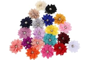 BESTYASH Dog Collar Flower Bows 20Pcs Cloth Charms with Rhinestone Multi-Color for Cat and Dog Collar