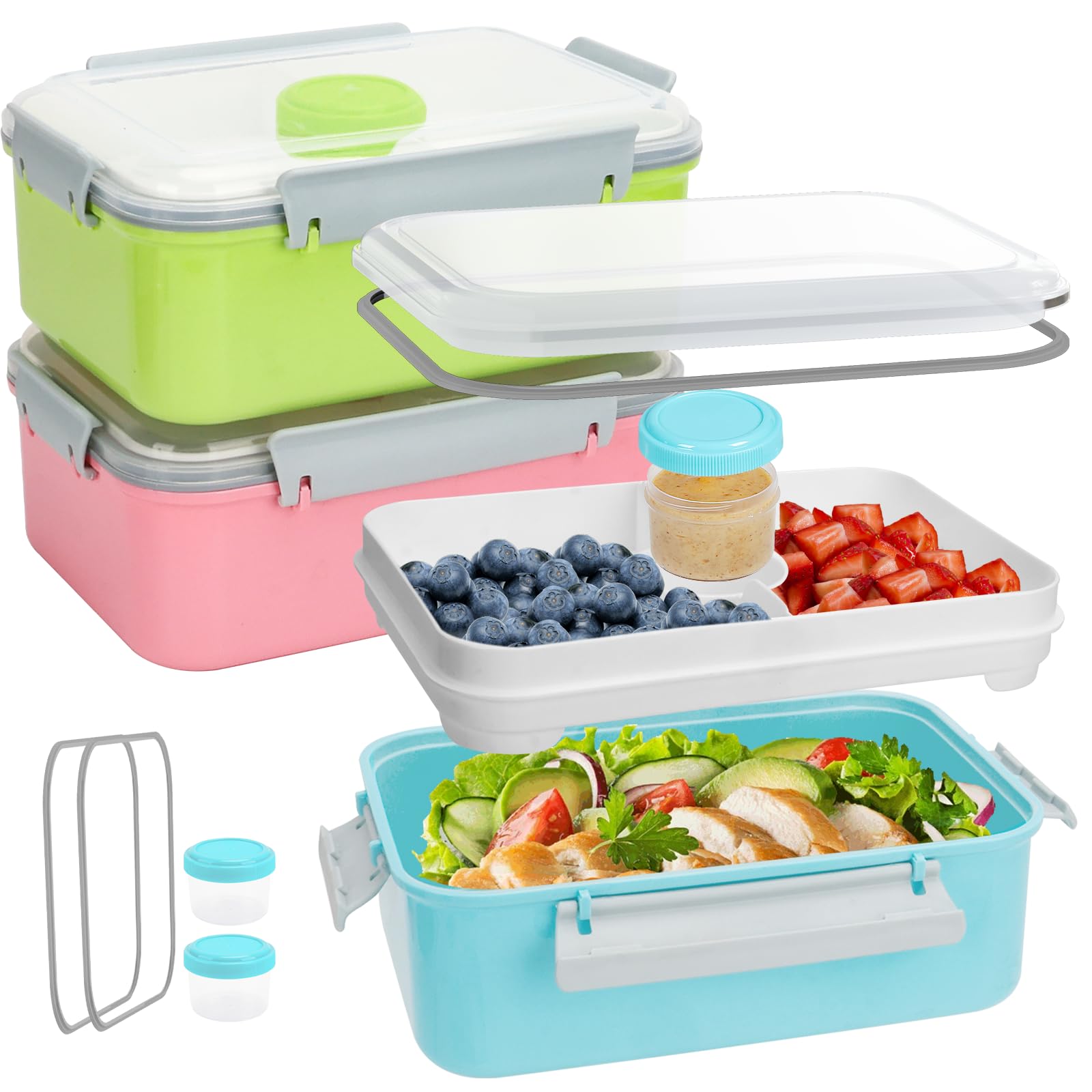 3 Pack Salad Lunch Box Food Storage