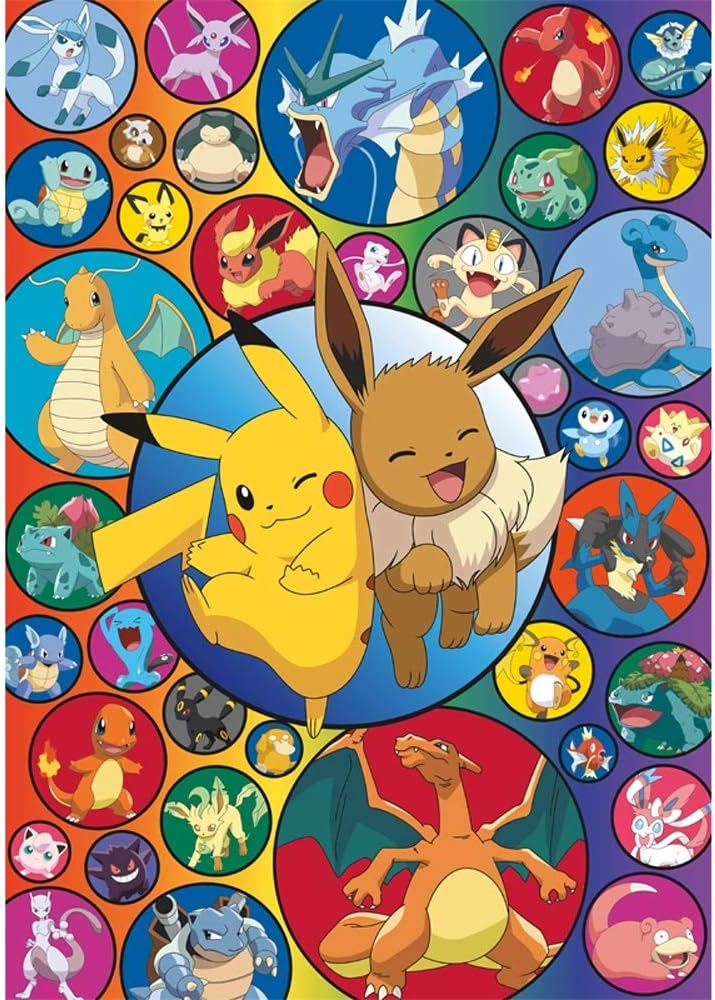 Wooden Puzzles for Pokemon, 500/1000/1500 Pieces,Eevee Pikachu,Adult Creative Gift Decompression Jigsaw Puzzles Cartoon Educational Toys Children's Day Gifts (Size : 500)