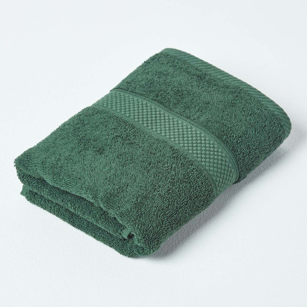 HOMESCAPES Dark Green Turkish Cotton Guest Towel Super Soft Thick & Absorbent 500 GSM Towel Heavy Weight for everyday Luxury