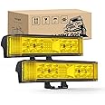 Nilight Side Shooter LED Pods Yellow 2Pcs 6.5 Inch 60W Flood Spot Beam Offroad Driving Fog Work Light Bar for Tractor Boat SUV ATV UTV 4WD Car Truck Motorcycle Dirt Bike Golf Cart 12V 24V