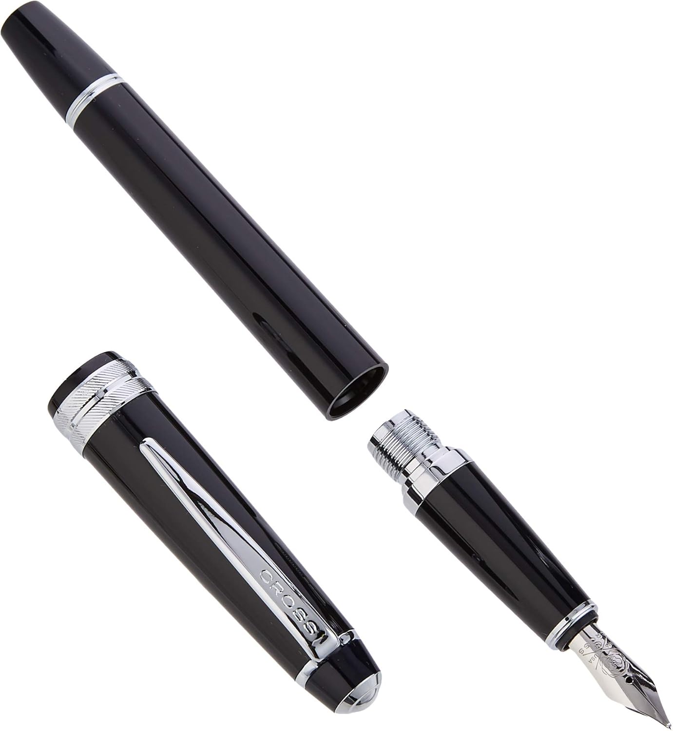 CROSS Bailey Light Click-Off Cap Plastic Fountain Pen with Resin Finish, Medium Fountain, Black Cartridge, 1 Pack, Polished Black - Image 3