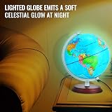 TTKTK Illuminated World Globe with Wooden Stand USB LED Educational Gift view 6