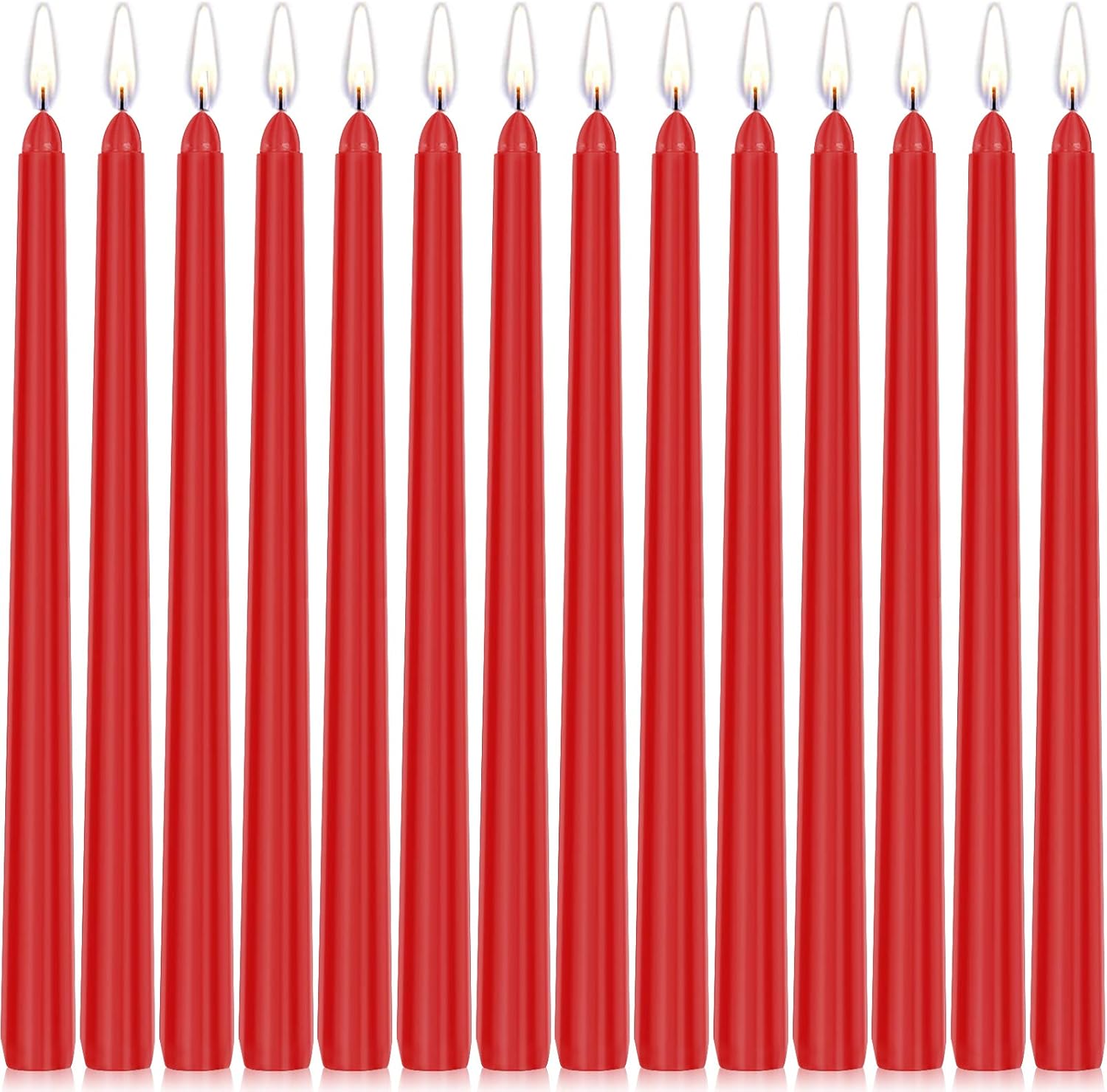 Perkisboby 14 Pack Red Taper Candles, 10 Inch Dripless, Unscented