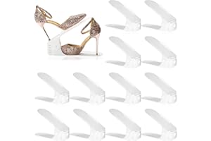 RISETEX Shoe Slots Organizer 12 Pack,Adjustable Shoe Stacker Space Saver, Double Deck Shoe Rack Holder Shoe Stack for Closet Organization,organizadores de zapatos,White (12, White)
