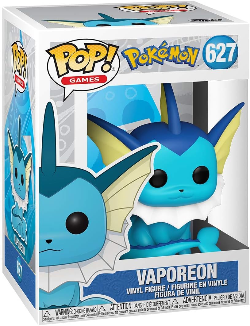 Funko Pop! Games: Pokemon - Vaporeon Vinyl Figure, Blue, Standard - Image 3