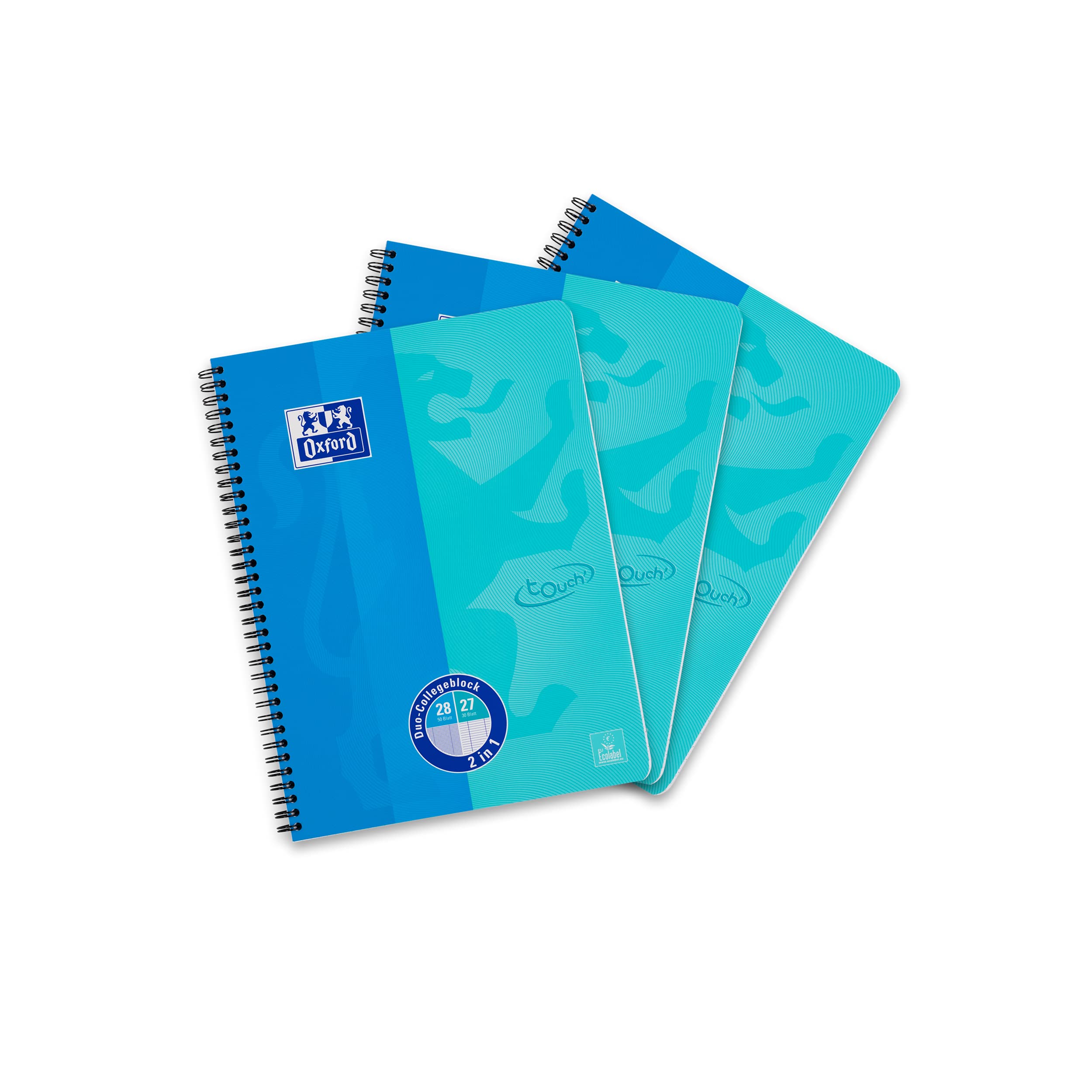 Oxford DUO College Notepad DIN A4 Squared and Lined Combined Blue Pack of 3