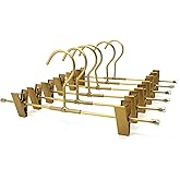 Koobay Pants Hangers Gold Aluminum Skirt Hanger 2-Adjustable Clips Heavy Duty Clothes Hangers Space Saving Durable Hanger 11.8" Closet Organizer for Pant,Pack of 10