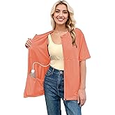 RAGEMALL Post Mastectomy Shirts with Drain Pockets Surgery Recovery Must Haves Clothing Comfy Front Zip Up Short Sleeve Tops