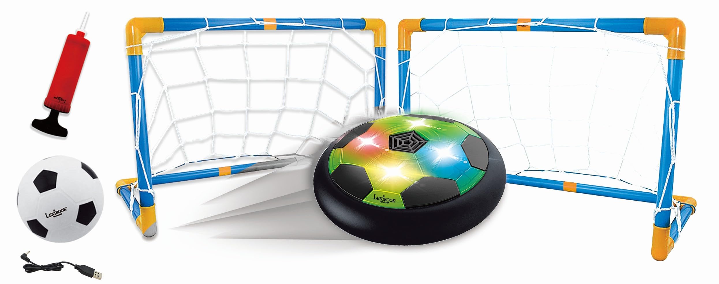 Lexibook, Aerofoot, Hovercraft Soccer disc, 2 Goals, Pump and Inflatable Ball Included, Glides Easily, Fast and Dynamic, Light Effects, Anti-Shock Foam Edges, Rechargeable, JG981 — image 1