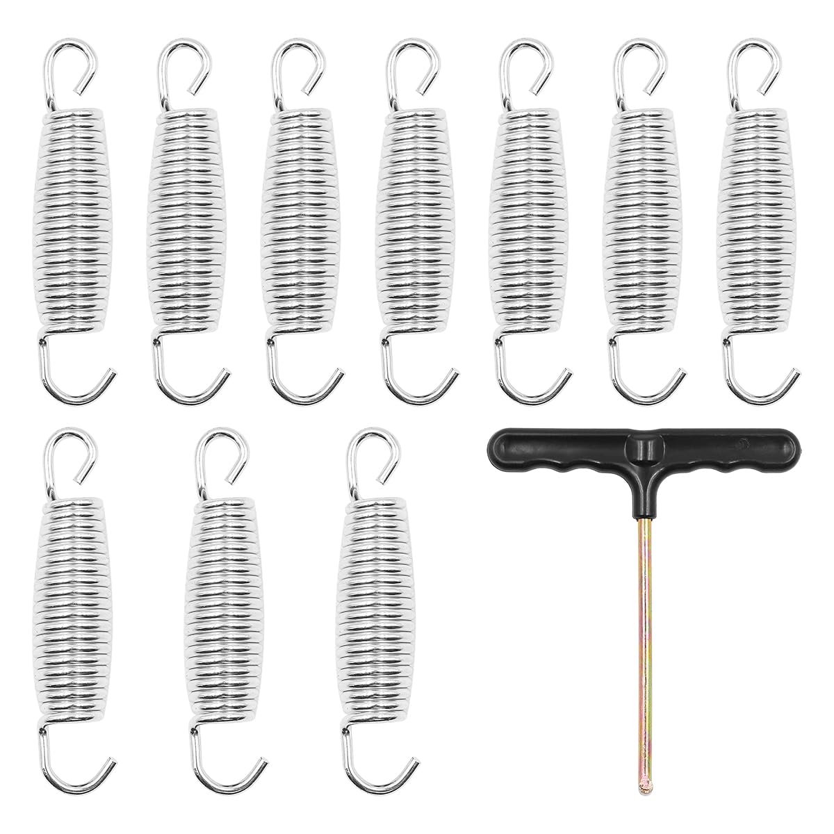 ZONADAH Pack of 10 Pcs 4” Springs with Free T-Hook for Trampoline Dual Hook Heavy Duty Rust Resistant Galvanised Steel Trampoline Parts Easy Install Replacement Outdoor