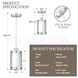 Osimir Brushed Nickel Pendant Lights Kitchen