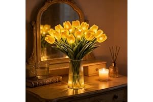 Radiant Romantic Tulip Light with a Vase 15 PCS Twinkling Tree Tulips Led Night Light that Never Fade Flower Shaped Ambient N