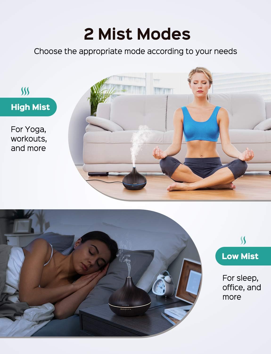 VicTsing VTHM024AB Essential Oil Diffuser, Deep Brown: Home & Kitchen