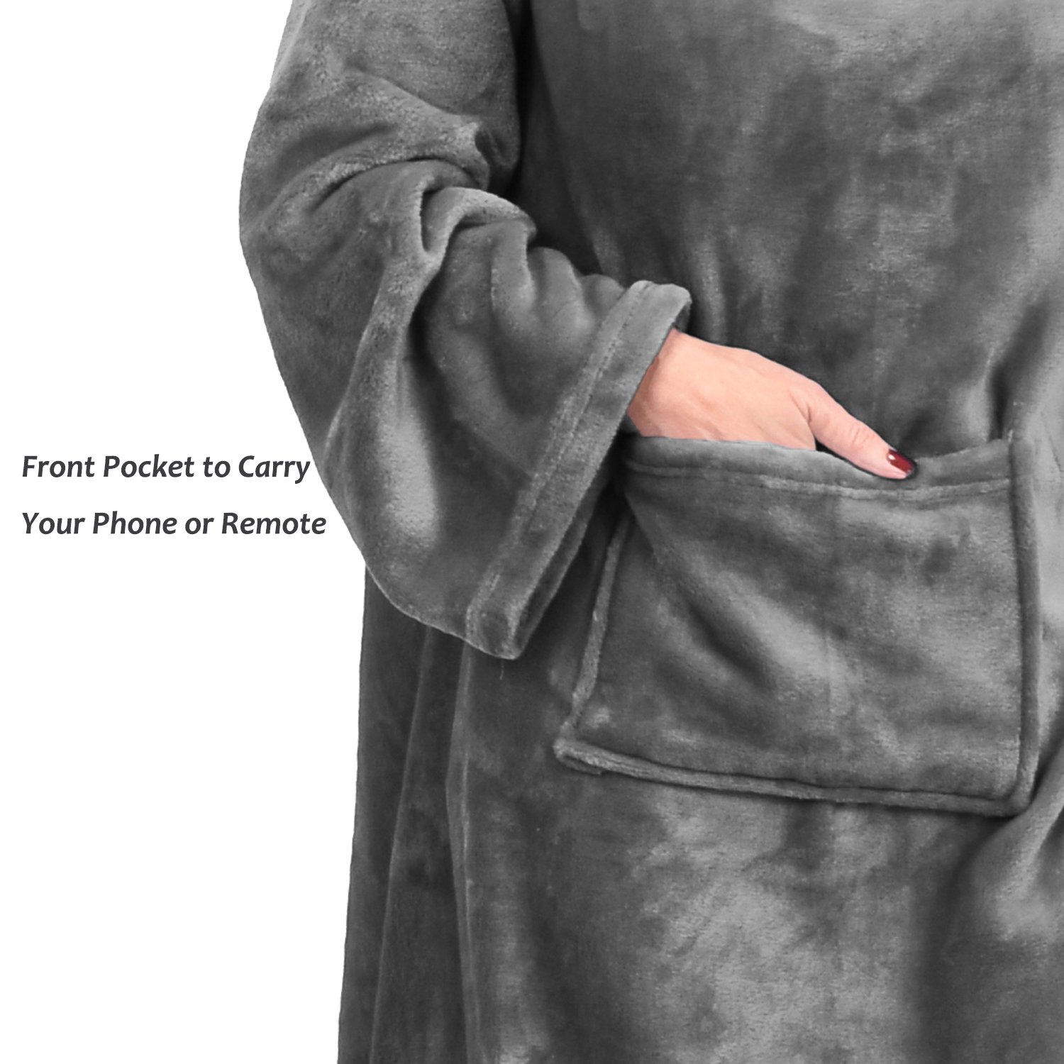 Catalonia Wearable Fleece Blanket with Sleeves Feet pockets for Adult