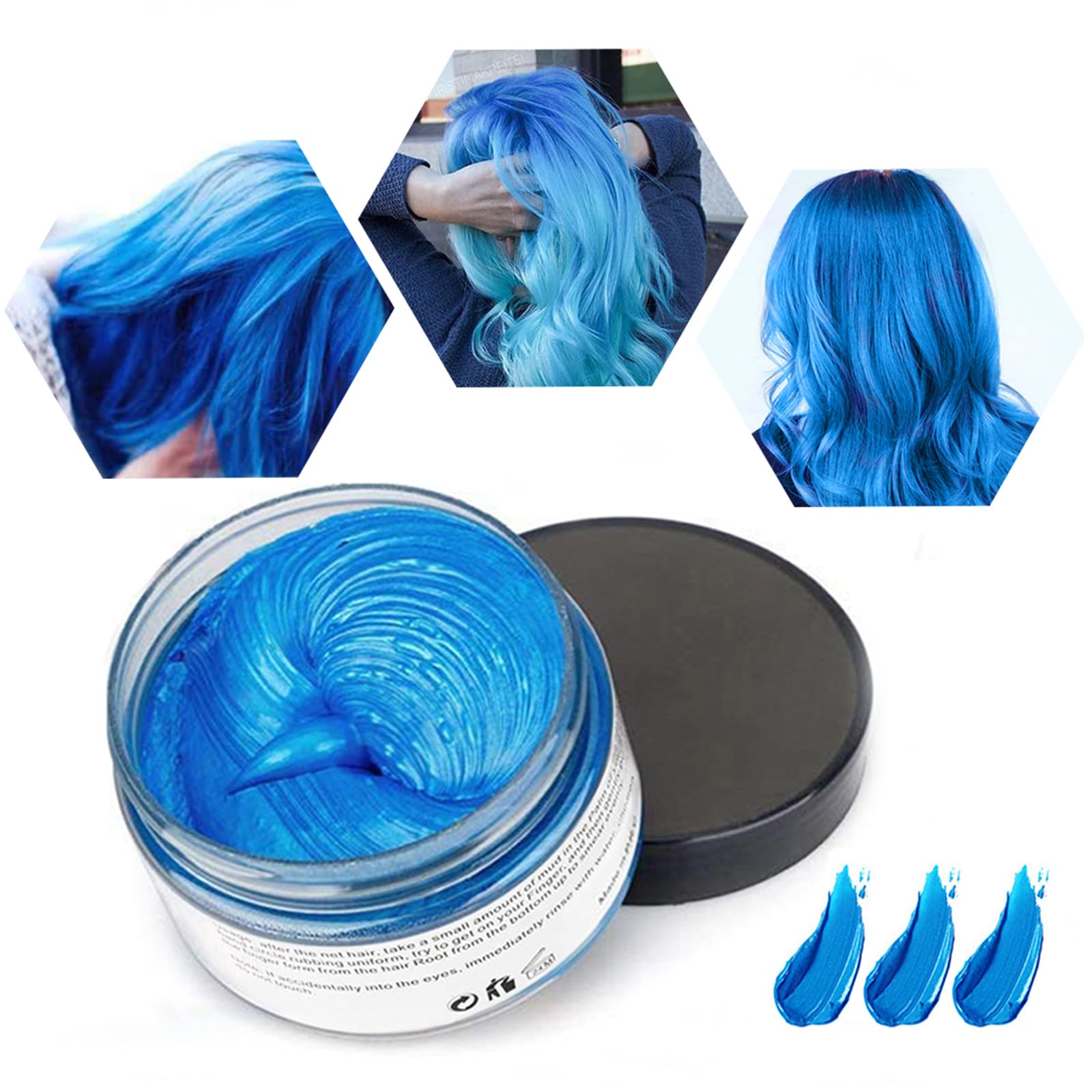 Temporary Hair Colour Wax - Unisex DIY Hair Dye, Washable Plant Formula Matte Natural Modelling (120g Blue)