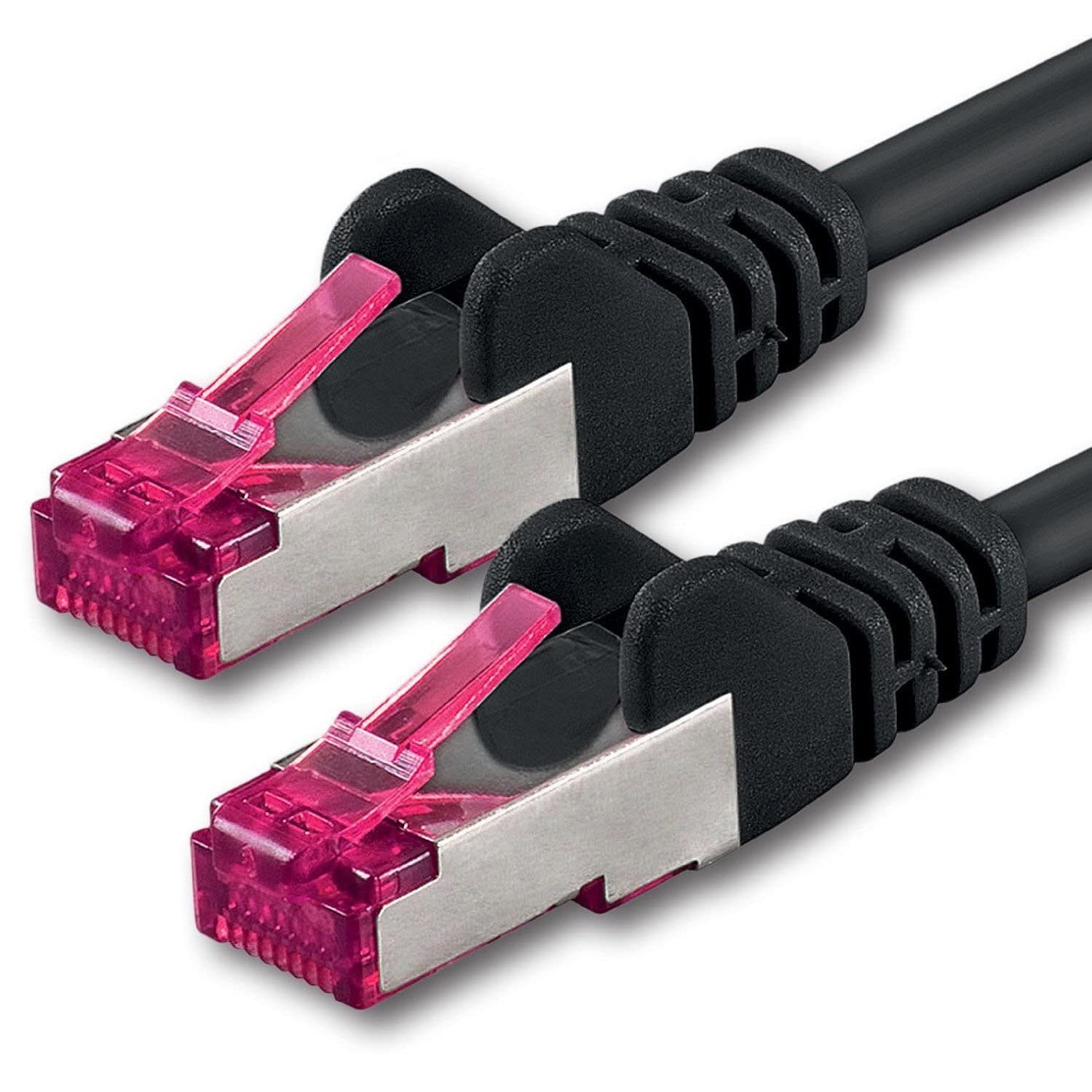 1aTTack.de 15m - black - 1 piece - network cable CAT6a (10Gb/s) S-FTP CAT 6a Lankacable - GHMT certified PIMF 500 MHz Cat5 Cat5e Cat6 Cat6a Cat7 for switch, router, modem, Internet