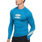 AXESEA Men Long Sleeve Rashguard UPF 50+ Rash Guard Swim Shirt Athletic Swim Tops