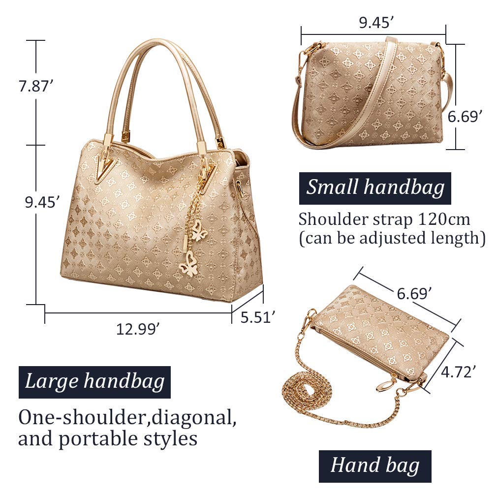 Pahajim Women's Handbag Set, Fashion Women's Bag Set, Medium Shoulder Bag, Women's Handbag, Purse Bag Set, 4 Pieces for Work, Shopping, Party, Travel