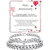 GLEZZA Valentines Day Gifts for Him-Matching Couple Cuban Chain Bracelets Gifts for Boyfriend Husband Soulmate Girlfriend Valentine Anniversary Birthday Christmas Gift for Him Her