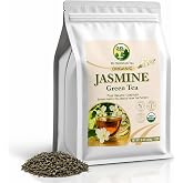 Wu Mountain Tea Organic Jasmine Green Tea – 1 lb Loose Leaf – USDA Organic Chinese Green Tea Scented with Jasmine Blossoms –