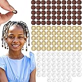 150 Pcs Glitter Silicone Hair Beads for Women Girls Braids, Soft Colorful Pony Beads Bulk for Kids Girls Women Hair Accessories for Braids(Golden)