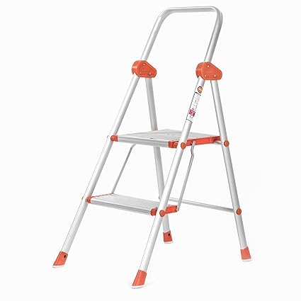 Bathla Sure Step Excalibur - Super-Wide 2-Step Foldable Aluminium Ladder 55 cm (1.8 ft.) for Home Use with 5-Year Warranty