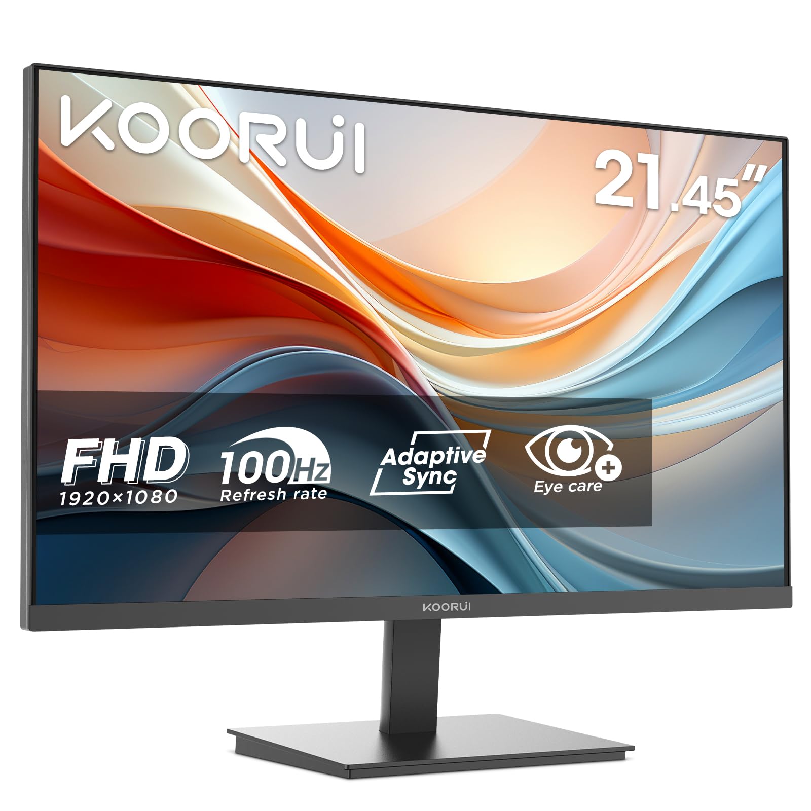 KOORUI E2212F 21.45 Zoll Monitor, FHD 1920 x 1080 100Hz PC Monitor, Adaptive Sync HDMI 1.4, Eye Care Bildschirm, -5° bis 15° neigbar, VESA 100 x 100mm