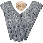 HOPSOOKEN Winter Wool Gloves for Women Men Warm Touch Screen Fleece Lined Elastic Knit Snow Gloves for Cold Weather