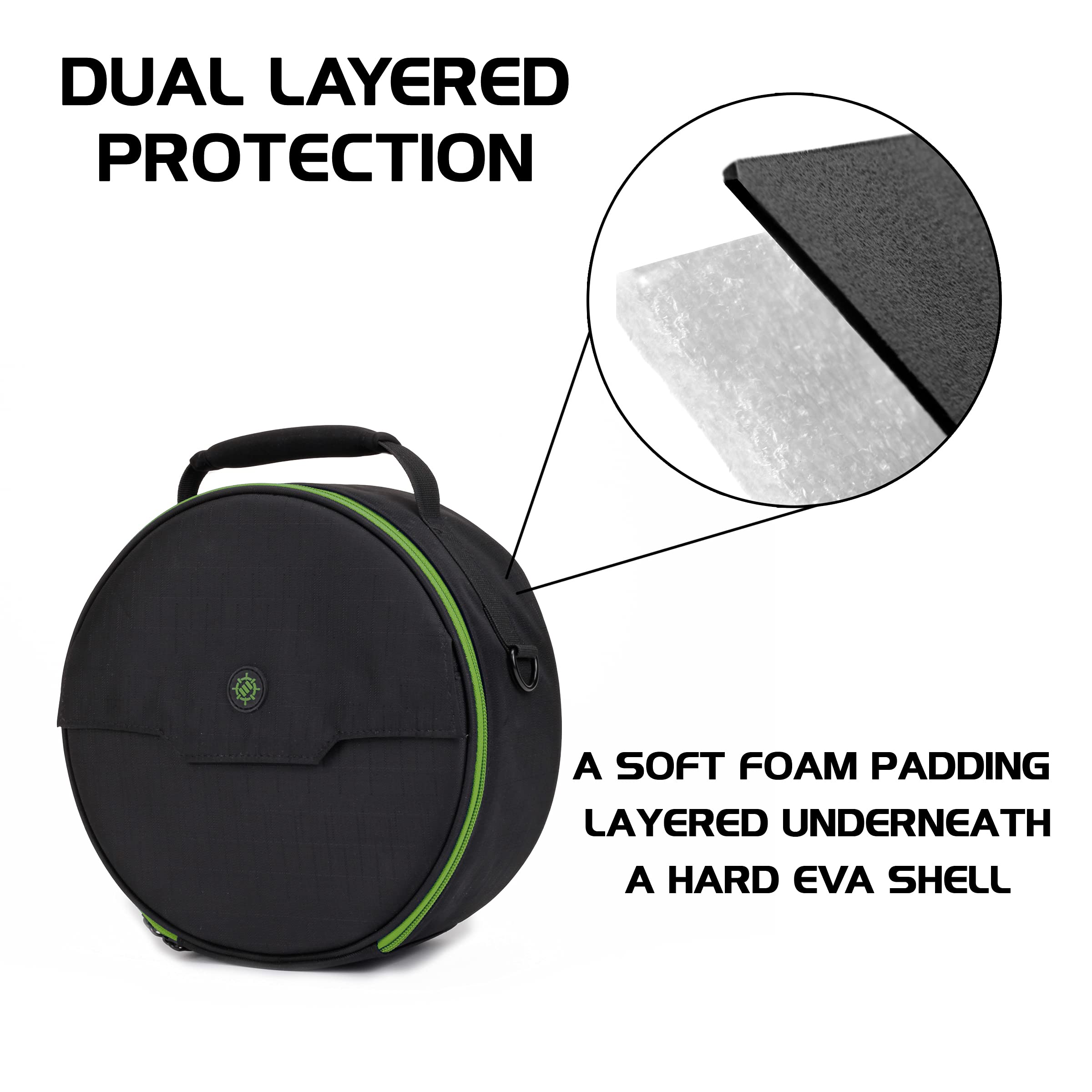 ENHANCE Portable Headphone Case for Wired & Wireless Headsets - Universal Headset Case Compatible with Xbox, Beats, Bose & Gaming Headphones - Accessory Storage, Strap & Carrying Handle - Green