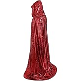 AGCOAH Adult Unisex Full Length Hooded Cloak Sparkle Shiny Cape with Hood Women Halloween Mardi Gras Wizard Cosplay Costume