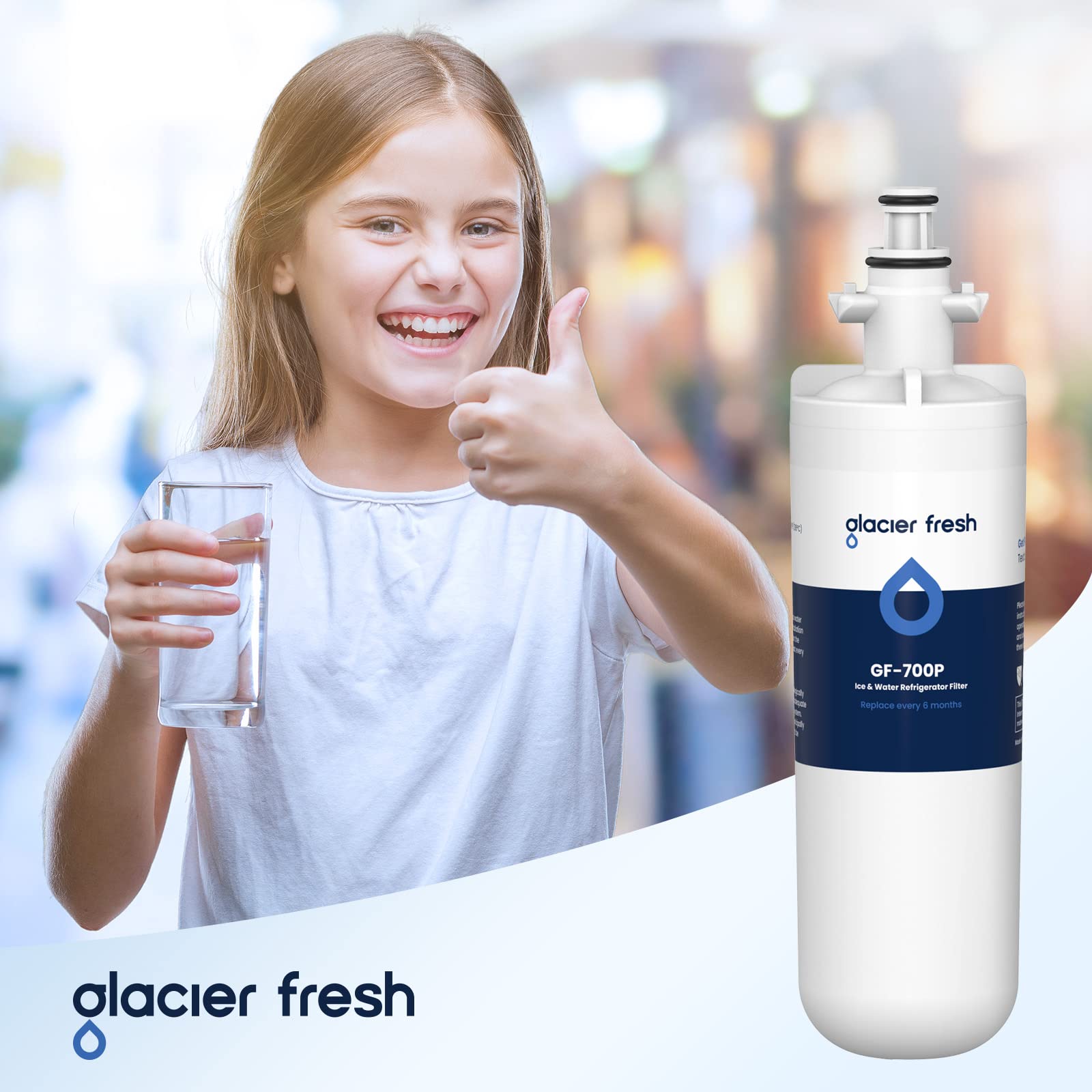 GLACIER FRESH for LG LT700P Refrigerator Water Filter, Replacement for LT700PC, ADQ36006101, ADQ36006102, RWF1200A, Kenmore 9690, AGF80300801, LFXC24726S, LMXS27626S and LT120F Air Filters, 3 Packs