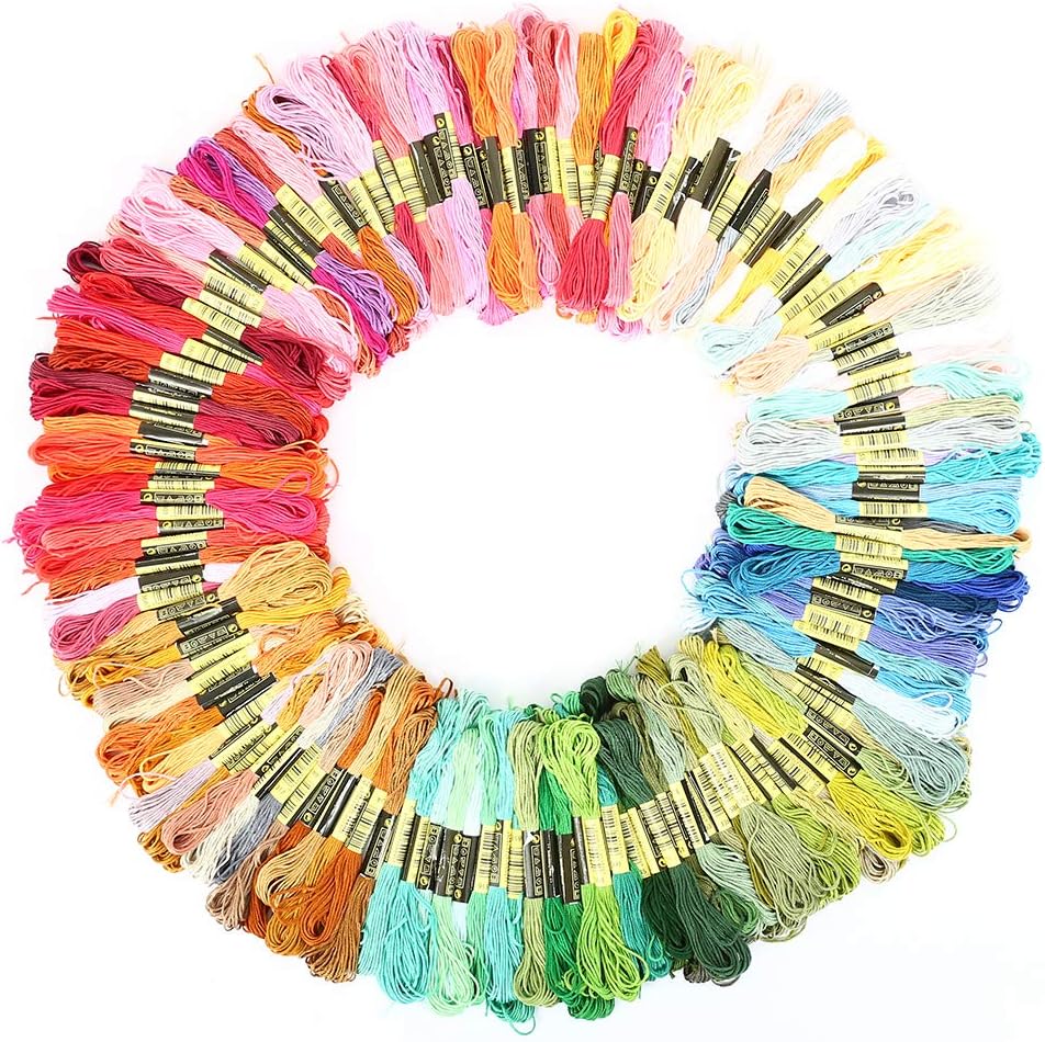 Embroidery Threads, 200 Skeins Rainbow Colour Floss Cross Stitch Sewing Thread Kit, Sewing Floss Bobbins Skeins Embroidery Thread for Kids Adults Beginners Knitting DIY Crafts