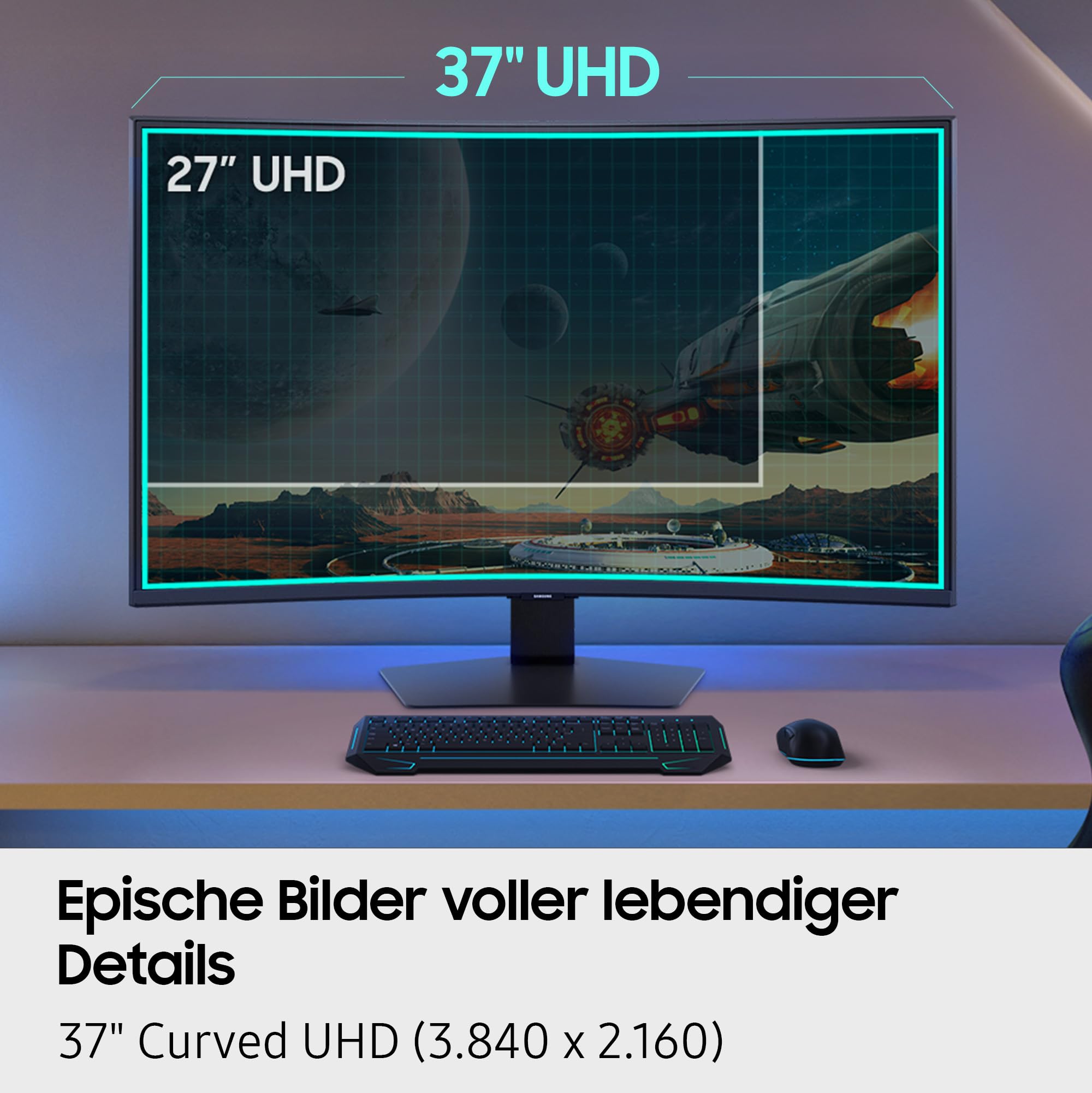 Samsung 37 Zoll Odyssey G75F 4K UHD Curved Gaming Monitor, 3840 x 2160, 165 Hz, 1 ms (G/G), 1000R, VESA DisplayHDR 600 HDR10+, AMD FreeSync Premium Pro, Auto Source Switch+, Core Sync, LS37FG756EUXEN 6