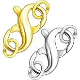 Dailyacc S925 Double Opening Lobster Clasp Sterling Silver and Gold Necklace Bracelet Extender Clasps and Closures for DIY Jewelry